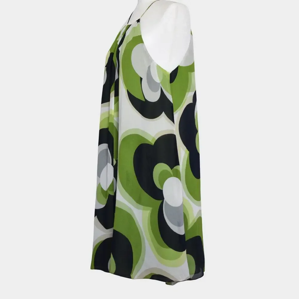 Michael Kors Halter SilkDress Size M Retro Geometric Abstract Trapeze Mini
